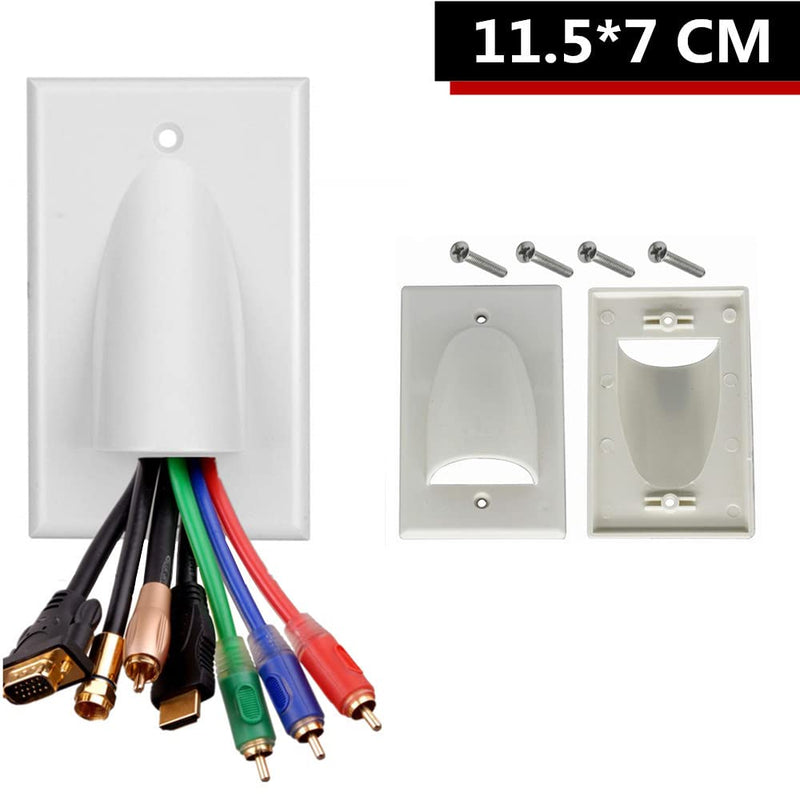 Halokny 2 Pack Single Gang Recessed Multimedia Bundled Cable Wall Plate Face Plate Panel, White(2 Pack 1-Gang Wall Plate)
