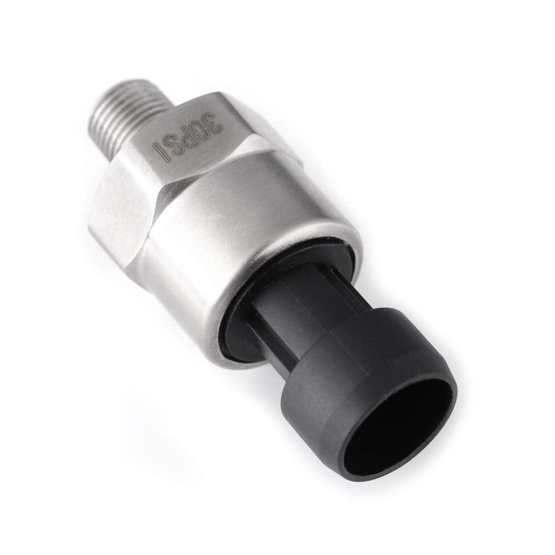 1/8" NPT Thread Stainless Steel Pressure Sensor, Fuel Pressure Sending, High Temperature 30 Psi Pressure Transducer for Oil Fuel Air Water(30PSI) 30PSI