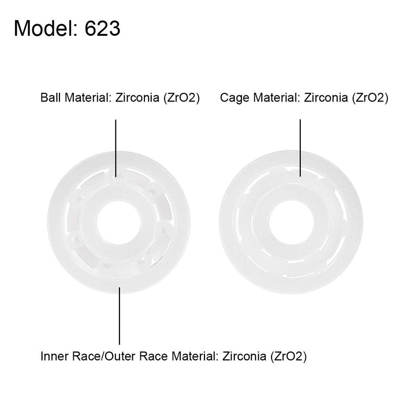 uxcell 623 Full Ceramic Bearings 3x10x4mm Deep Groove Miniature Ball Bearing Zirconia (ZrO2)