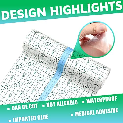 Peritoneal Dialysis Shower Protector Peritoneal Dialysis Belt Waterproof Transparent Dressing Wound Cover Bandage Tape for Swimming Post Surgical Scar Therapy Dressings (8 x 394 Inches) 8 x 394 Inch