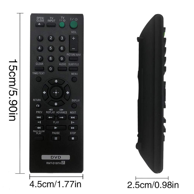 New Replacement Sony DVD Player Remote RMT-D197A for Sony DVD Player DVPSR201P DVPSR210P DVPSR405P DVP-SR500H DVP-SR500WM DVPSR510H DVP-SR100 DVP-SR120 DVP-SR201P - No Setup Needed