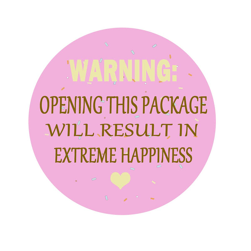 Pink Extreme Happiness Package Stickers,1.5Inch Adorable Warning: Extreme Happiness Labels for Envelope Seals,Cookies Package,Business Or Personal Use.(500Pcs/Roll)