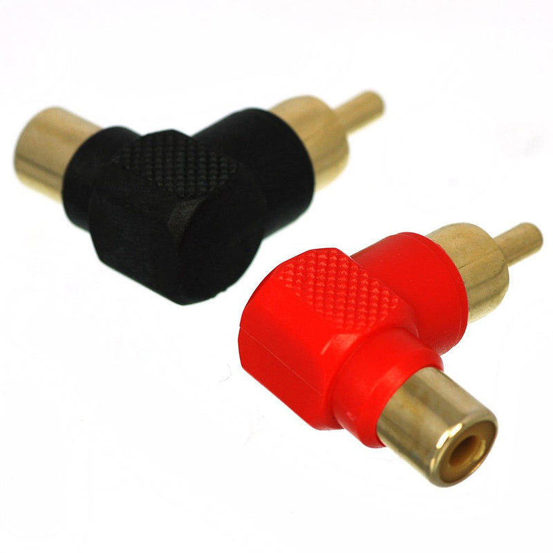 CESS Right Angle Connector RCA Male Plug to RCA Female 90 Degree Elbow (jcx) (4 Pack)