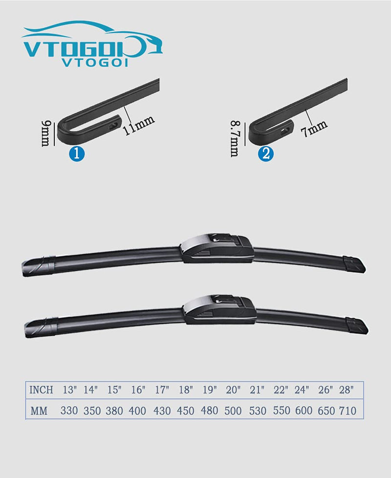 OEM Quality 13''+13''Premium All-Season Durable and Quiet Auto Replacement Windshield Wiper Blades(Set of 2) 13"+13"(Pair for Front Windshield)