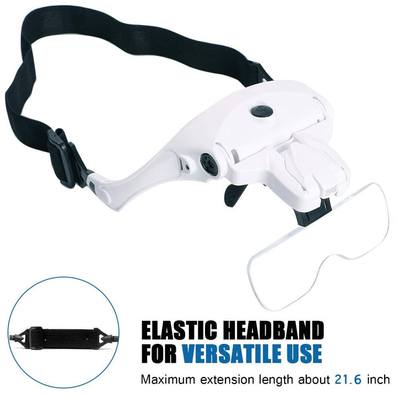 Magnifying Glasses with Light for Close Work, Rechargeable Magnifier Glasses, Interchangeable Lenses 1.0X 1.5X 2.0X 2.5X 3.5X for Reading, Arts and Crafts, Hobby headband magnifying glasses with case