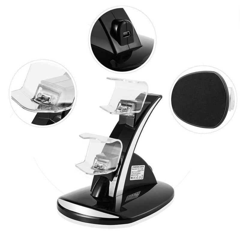 PS4 Controller Charger, Megadream Playstation 4/ PS4/ PS4 Pro/ PS4 Slim Controller Charger Charging Docking Station Stand. Dual USB Fast Charging Station & LED Indicator for Sony PS4 Controller Black