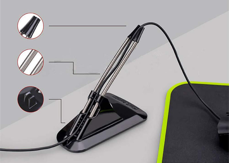 Flexible Mouse Bungee Mouse Cord Management Fixer Holder (Black)