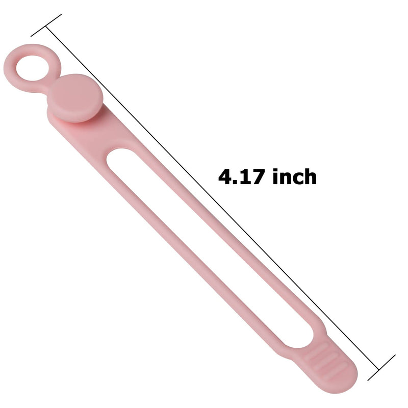 Nearockle 16Pcs Silicone Cable Straps Wire Organizer for Earphone, Phone Charger, Mouse, Audio, Computer, Reusable Fastening Cable Ties Cord Organizer in Home, Office, Kitchen, School(Pink) Pink
