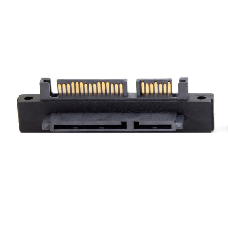 CY SATA 22Pin 7+15 Male to SATA 22Pin Female Extension Convertor Adapter 90 Degree Up Angled Black-Up-Angled