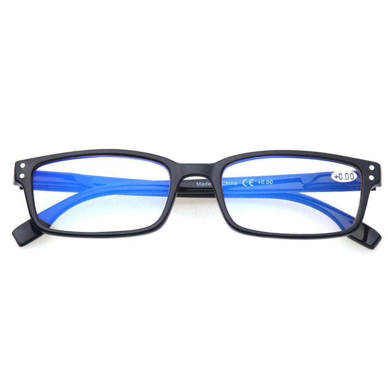 Computer Glasses 2 Pair UV Protection, Anti Blue Rays, Anti Glare and Scratch Resistant Computer Reading Glasses Black 0.0 x