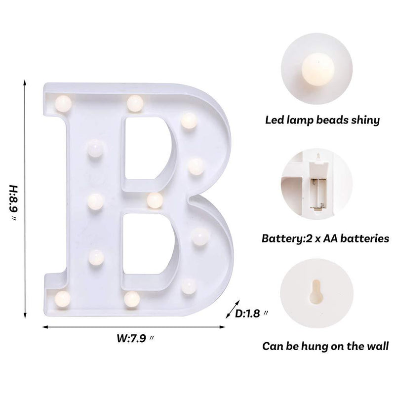 Foaky LED Letter Lights Sign Light Up Letters Sign for Night Light Wedding/Birthday Party Battery Powered Christmas Lamp Home Bar Decoration(B)