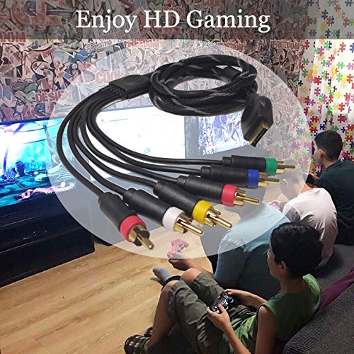 Bealuffe Component AV Cable for PS2 / PS3 / PS3 Slim, HD Multi Out Composite RCA Audio Video Cable for Sony Playstation PS3 (6 Feet)