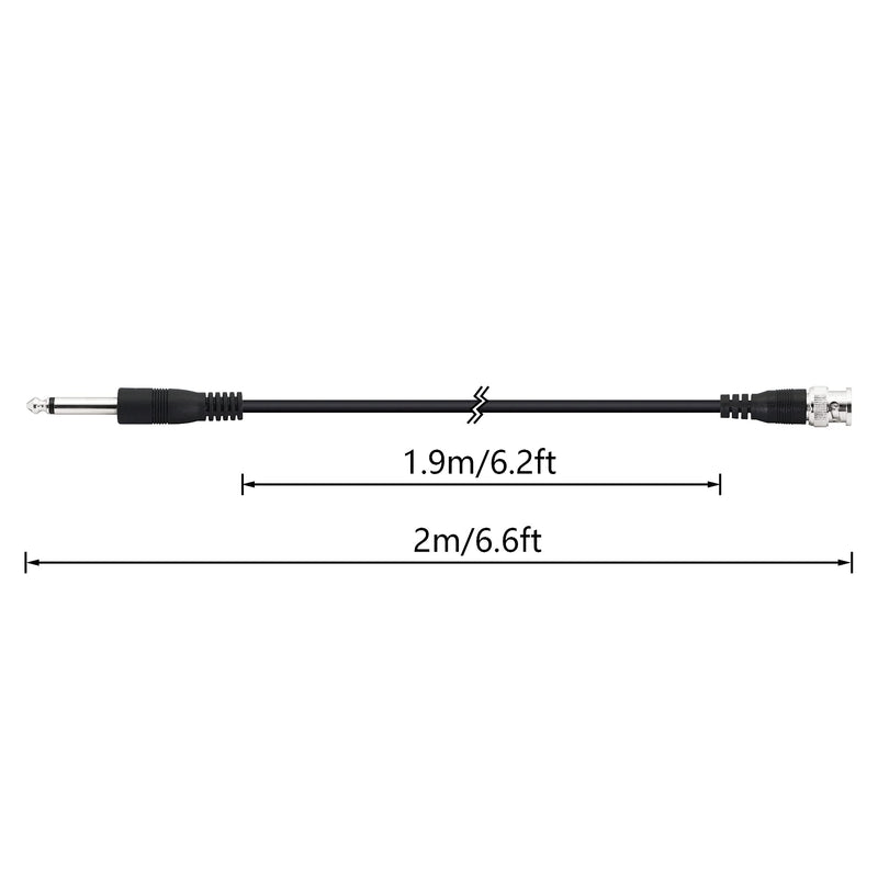 YACSEJAO BNC to 6.35mm TS Adapter Cable 2M/6.6FT 1/4"Mono Plug to BNC BNC Plug Bidirection Connector Cable for CCTV DVR Camera Antenna Radio and More