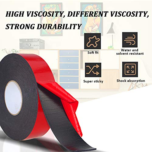 PE Foam Double-Sided Adhesive Tape -Outdoor and Indoor Super Strong Foam Seal Strip for Automotive Mounting，Weatherproof Decorative and Trim，Car Trim Strip，Photo Frame (Wide 1 1/5 in Long 33 Ft) Wide 1 1/5 in Long 33 Ft