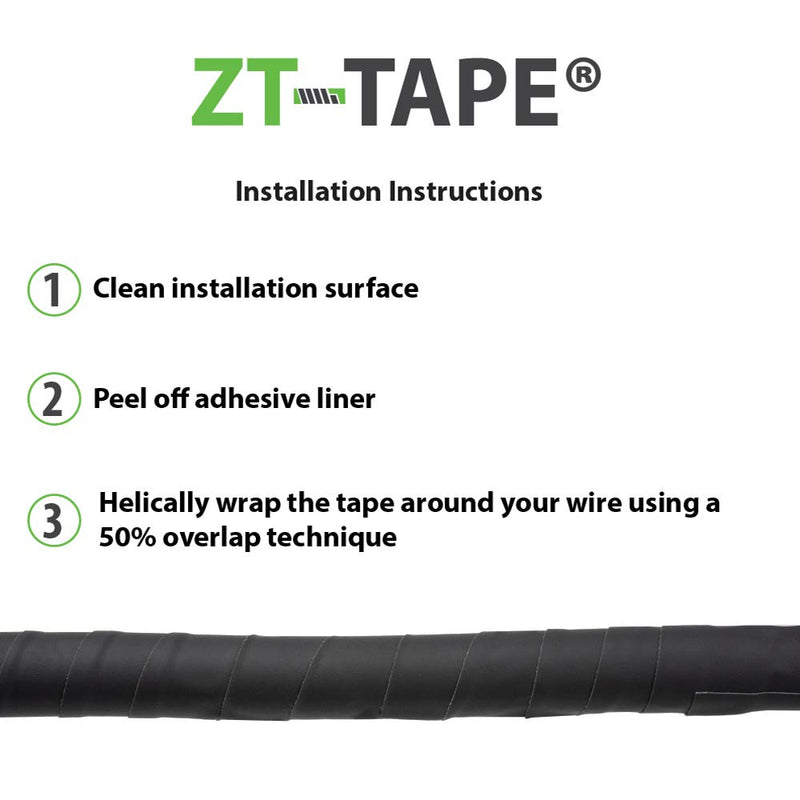 ZT-Tape, PVC-Free Electrical Tape, Fire-Resistant, Chemical-Resistant, and Abrasion-Resistant, Polyurethane Tape, 1” Wide x 15’ Long Roll Black