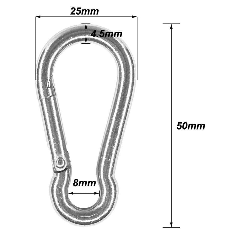 TERMATH 8 Pcs Stainless Steel 1.8 inch Pad Eye Plate U Hooks + 8pcs Stainless Steel Snap Hook,Marine Hardware Staple Hook Loop with Screws