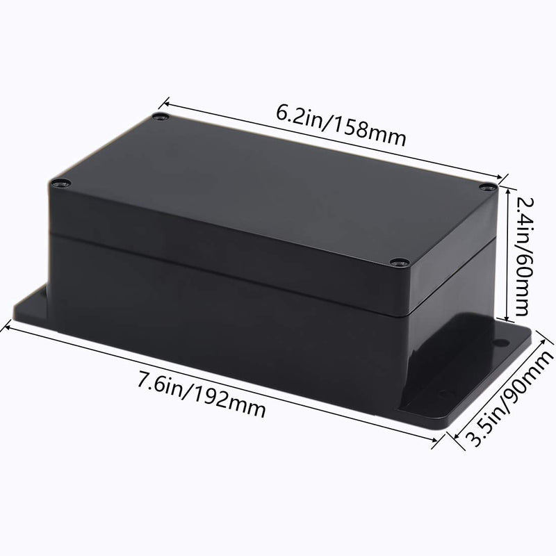 Zulkit Junction Box ABS Plastic Dustproof Waterproof IP65 Universal Electrical Boxes Project Enclosure with Fixed Ear Black 6.22 x 3.54 x 2.36 inch (158 x 90 x 60 mm)(Pack of 1) 6.22'' x 3.54'' x 2.36''(Pack of 1)
