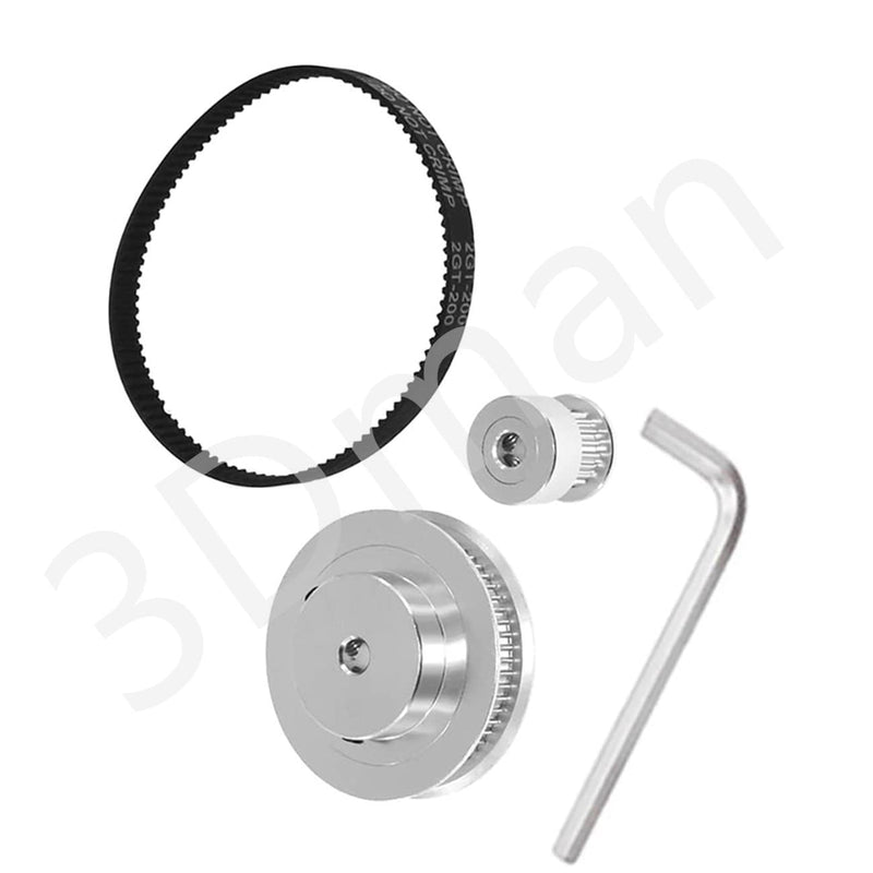 3Dman 2Kit 2GT Synchronous Wheel 20&60 Teeth 8mm Bore Aluminum Timing Pulley with 2pcs Length 200mm Width 6mm Belt 60 Teeth 8mm bore