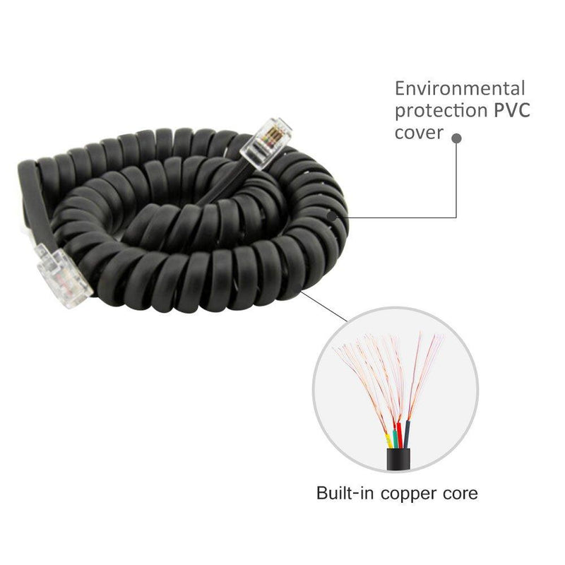 Telephone Cord Detangler,LOVK 2 Pack 13Ft Uncoiled / 2Ft Coiled Telephone Handset Cord with 2 Pack 360 Degree Rotating Landline Cable Detangler Swivel Cord Untangler Telephone Accessory Cord+Detangler