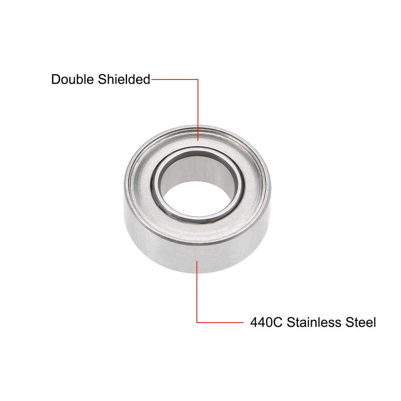 uxcell SR188ZZ Stainless Steel Ball Bearing 1/4-inchx1/2-inchx3/16-inch Double Shielded R188ZZ Bearings 5pcs