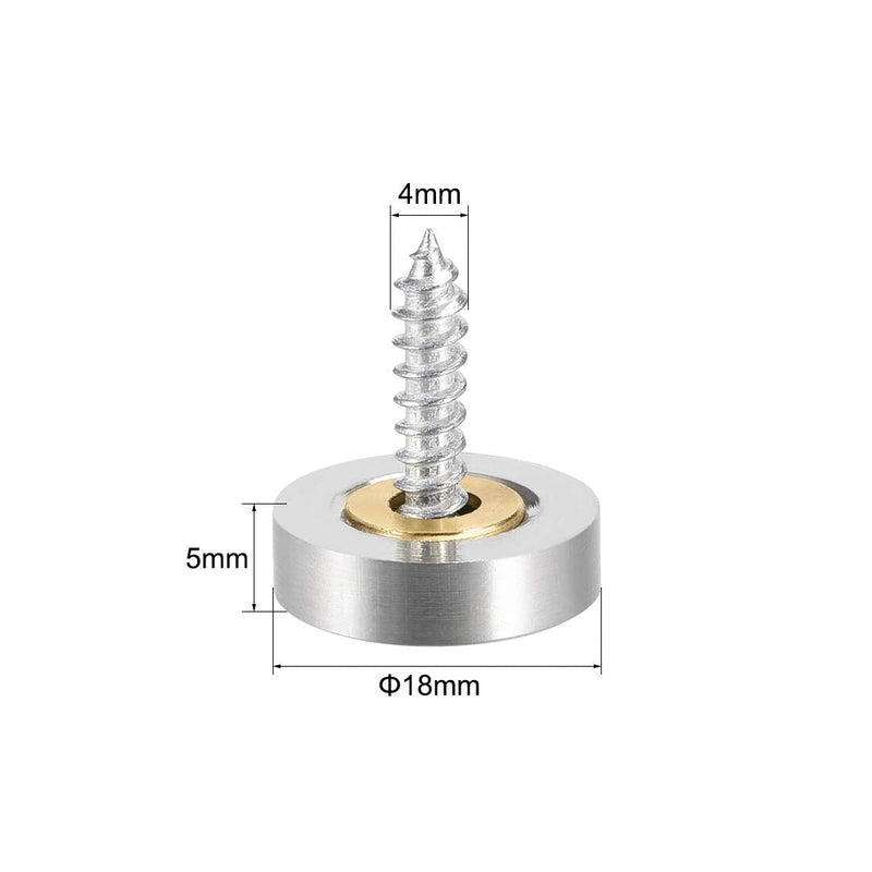 uxcell Mirror Screws Decorative Caps Cover Nails Brushed Stainless Steel 18mm 8pcs