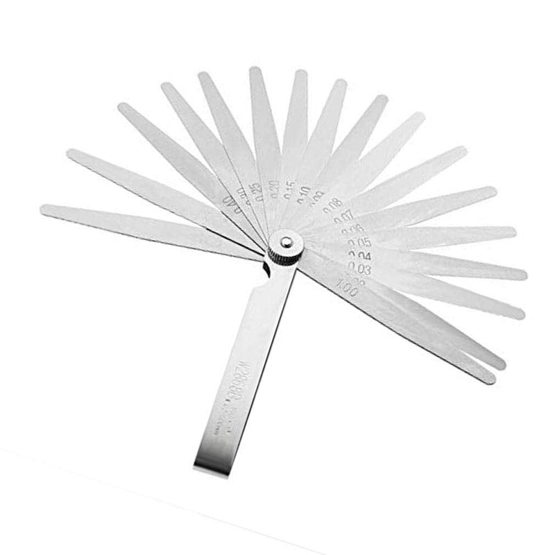 KEWAYO Stainless Steel Feeler Gauge Metric Measuring Tool (0.02-1.00mm, 17 Blades), for Measuring Gap Thickness