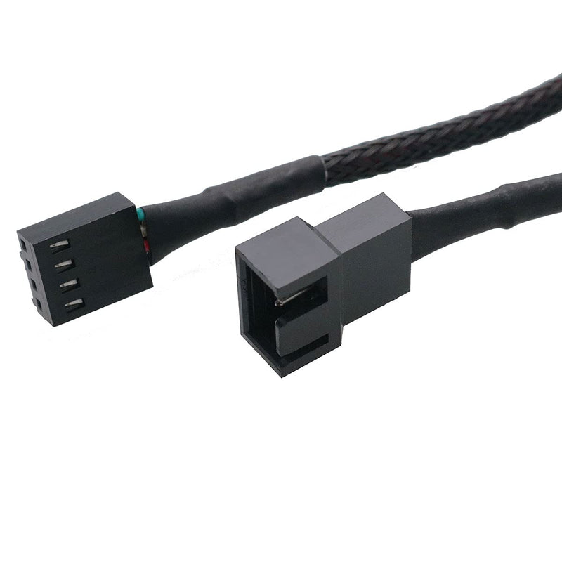 Ruiwaer 5pcs 4 Pin PWM Fan Power Supply Cable PC Internal Motherboard Fan Power Extension Cable Adapter 11.8 Inch, Black