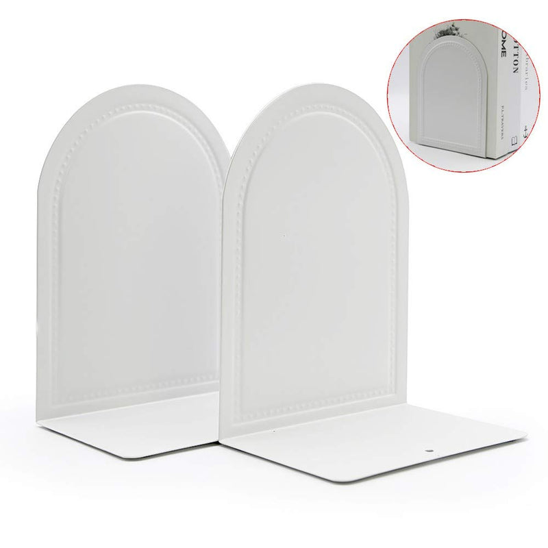 Bookends-Heavy Duty Bookends Metal Book Ends Universal Economy Bookends White