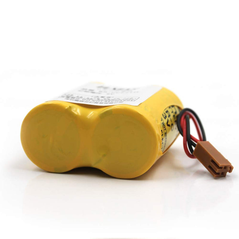(2-Pack) BR-CCF2TH 6V Lithium Replacement Battery for Fanuc oi Mate Model-D, Panasonic Controls, PLC Computer Ge Fanuc A06 Series A98l-0001-0902, BR-CCF2TE CNC Coaster (Cutler Hammer), Brown Connector