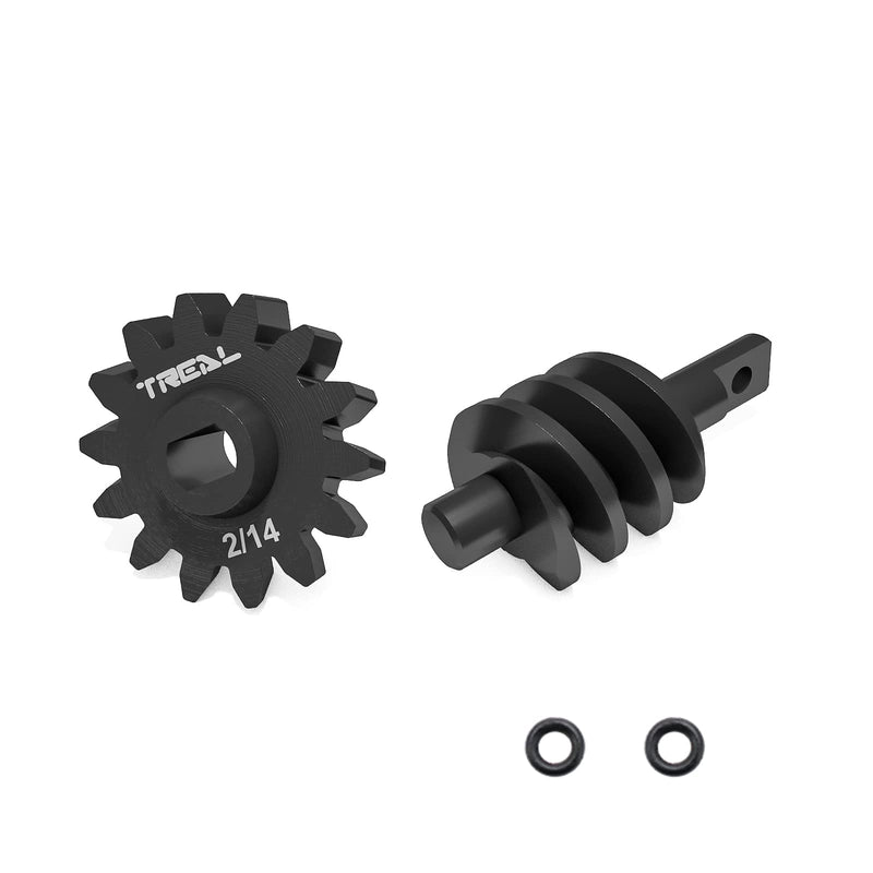 Treal Axial SCX24 Steel Overdrive Gears, Differential Diff Worm Gear Set 2T/14T, Overdrive 14% 2/14T