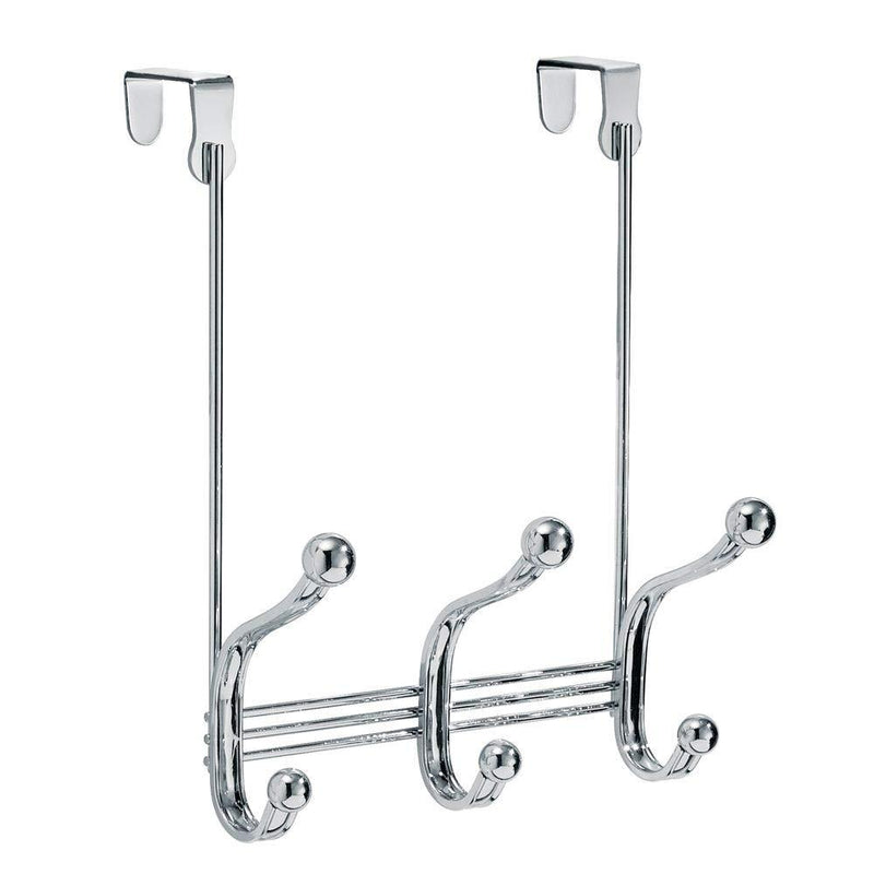 iDesign 53070 York Lyra Steel Over-The-Door 6-Hook Storage Rack - 8.38" x 5.25" x 11", Chrome