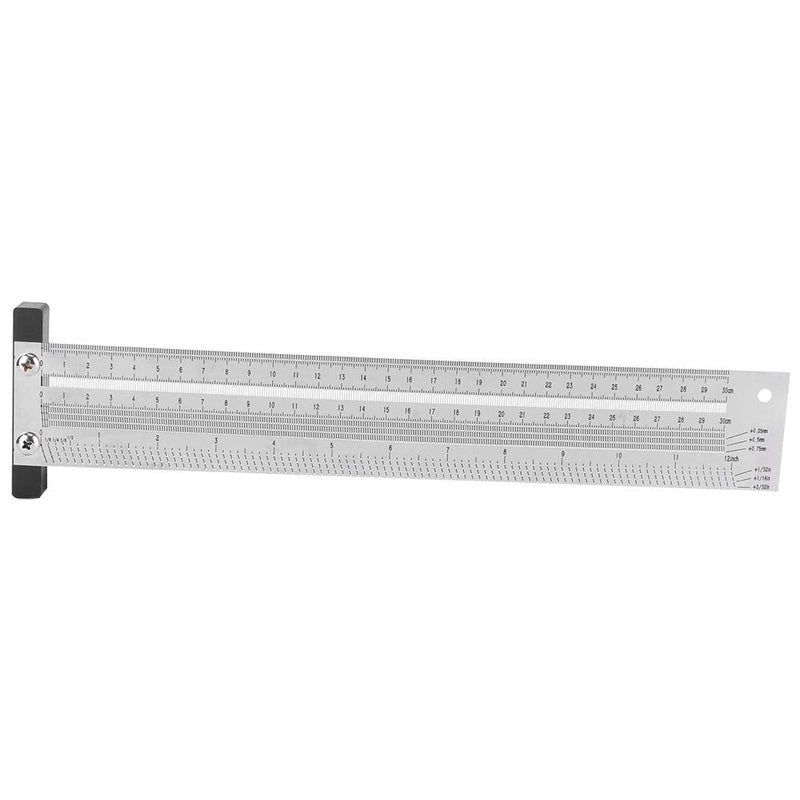 Ultra Precise Marking T-Rule Stainless Steel Marking Ruler Woodworking Scribing Gauge Carpenter Scribing Line Ruler with Mechanical Pencil(12in)