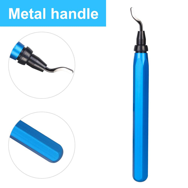 CGBOOM Deburrer Tool Universal, Metal Handle Hand Deburrer with 10 Replacement Blades, 360° Rotating Blade Cutting Tool for 3D Printers, Plastic, Aluminum and Stainless Steel 1 Metal Handle + 10 Blades