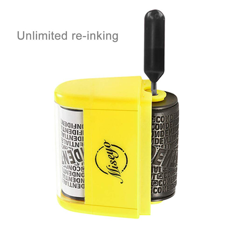 Miseyo Wide Roller Stamp Identity Theft Stamp 1.5 Inch Perfect for Privacy Protection - Yellow