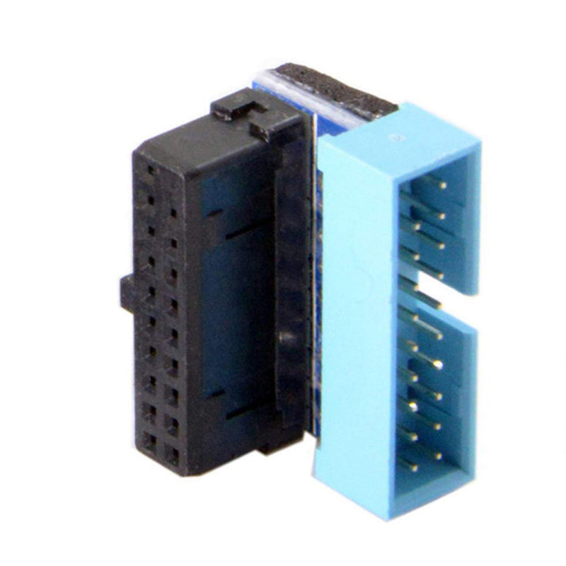 Cablecc USB 3.0 20pin Male to Female Extension Adapter Up Down Angled 90 Degree for Motherboard Mainboard (UP Angled) Blue Up