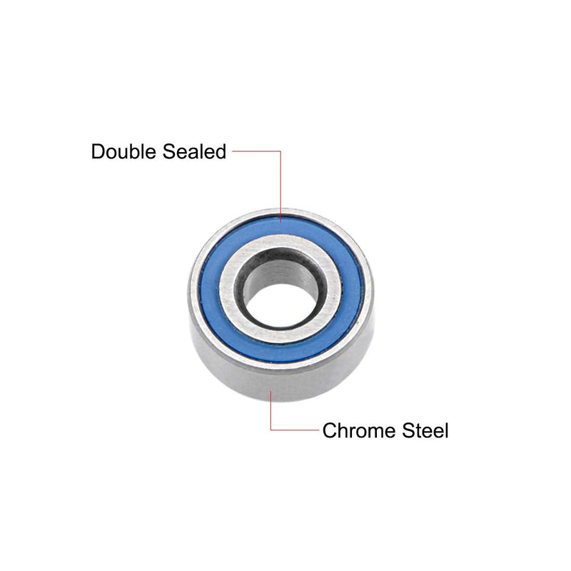 uxcell MR104-2RS Deep Groove Ball Bearings 4mm Inner Dia 10mm OD 4mm Bore Double Sealed Chrome Steel Blue Seal Z2 10pcs 4mmx10mmx4mm