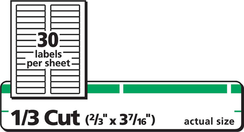 Avery Green File Folder Labels for Laser and Inkjet Printers with TrueBlock Technology, 2/3 inches x 3-7/16 inches, Box of 1500 (5866) 1 Pack