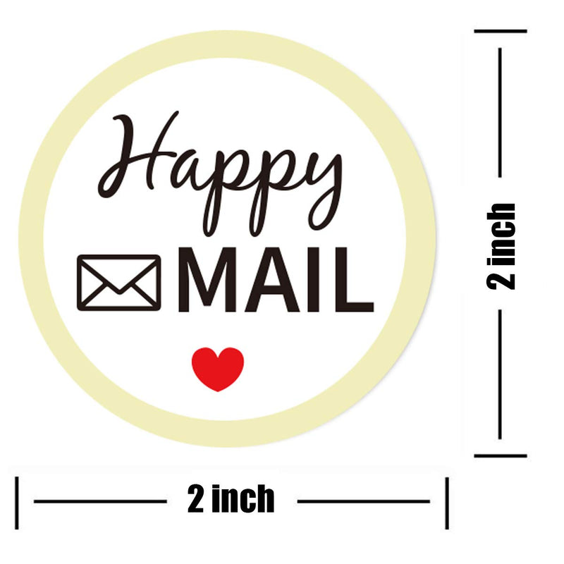 Remarkable Round Happy Mail Stickers, 2 Inch Red Heart/Happy Mail Labels-Packaging Envelope Sealing Stickers for Small Business, Online retailers,Small Shops and More.(504 pcs) (2 inch)