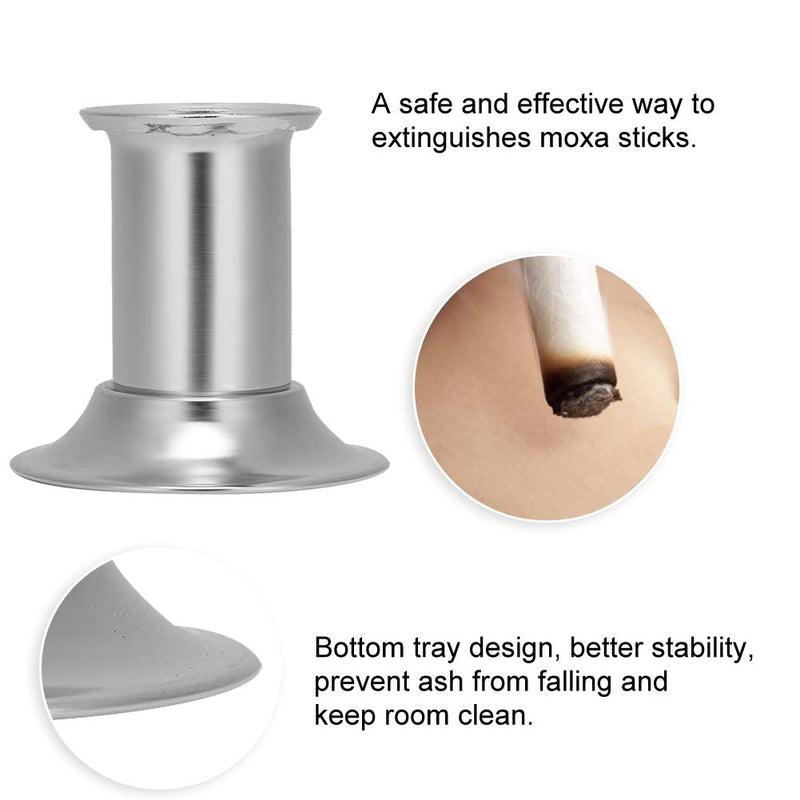 Stainless Steel Moxa Stick Extinguisher, Multi-Specification Optional Moxibustion Roll Extinguisher with Ash Collector Tray Dish Stable Base (4CM) 4CM