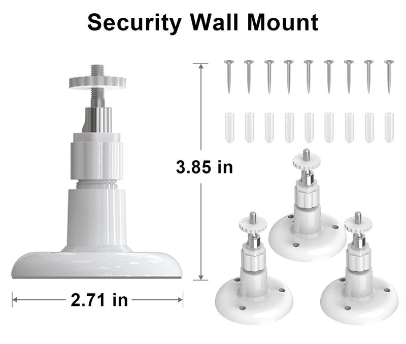 3 Pack Adjustable Wall Mount for Ring Stick Up Cam/Indoor Cam/Battery Cam,Ceiling Mounting Kit for Plug-in HD Security Camera Mount White
