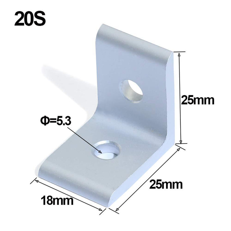 KOOTANS 10-Pack 2 Hole 90 Degree 20 Series Joint Plate Corner Angle Bracket Connection for Slot 6mm 2020 Aluminum Profile 10pcs 2020 corner bracket