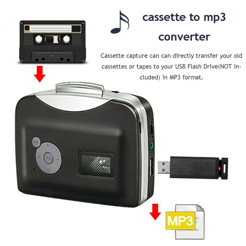 Cassette Player, Portable from Tapes to MP3 Converter Audio Music Player Capture Cassette Recorder USB Cassette Digital Tape MP3 with Headphones
