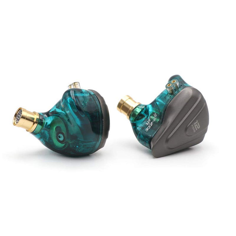 Linsoul KZ ZSX 5BA+1DD 6 Driver Hybrid in-Ear HiFi Earphones with Zinc Alloy Faceplate, 0.75mm 2 Pin Detachable Cable for Audiophile Musician (Without mic, Cyan) without mic