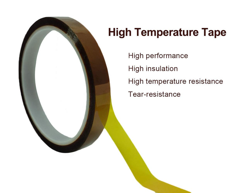 High Temperature Tape Heat Resistant Tape for Heat Transfer,3D Printers High Temp Tape,Electronics Polyimide Tape,Kapton Tape 2/5 inch 36yds 2 Rolls 2 Rolls- 2/5"