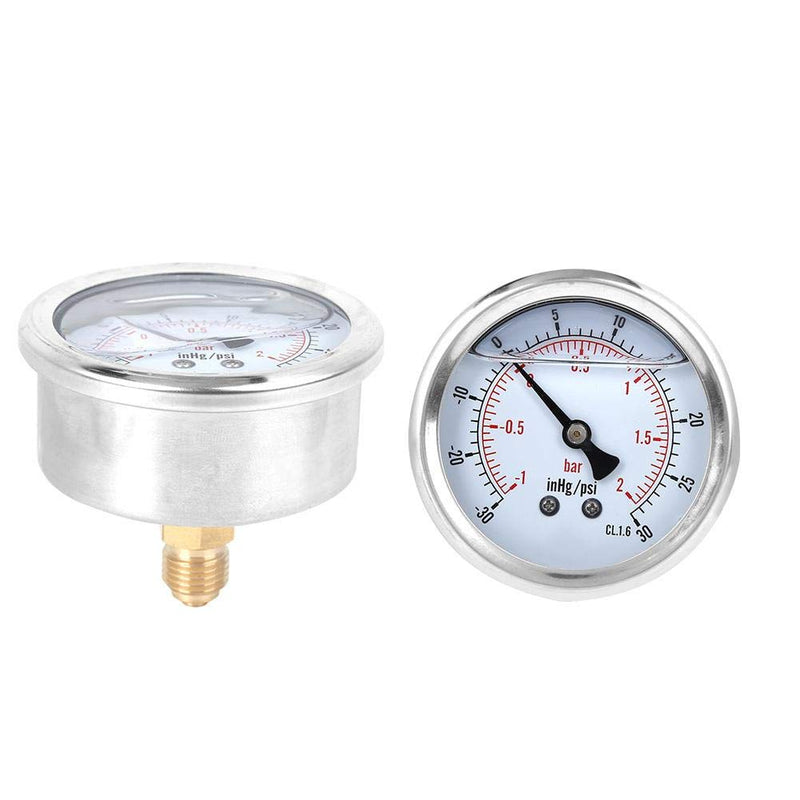 Pressure Gauge 1/4 BSP Oil Filled Pressure Gauge 1-2bar, -30-30inhg/psi, TS-PGGZ60Z4-2bar Y60 Axial Vacuum Pressure Gauge Radial Pressure Gauge
