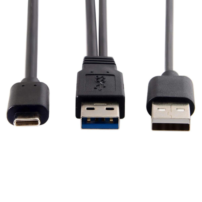 Xiwai Type-C USB-C to USB 3.0 Male & USB 2.0 Dual Power Data Y Cable for Laptop & Hard Disk