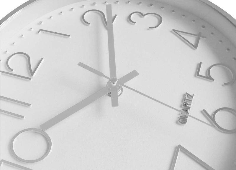 Foxtop Modern Wall Clock Silent Non-Ticking Battery Operated Round Silver Wall Clock for Office School Home Living Room Bedroom Bathroom Kitchen Decor 12 inch