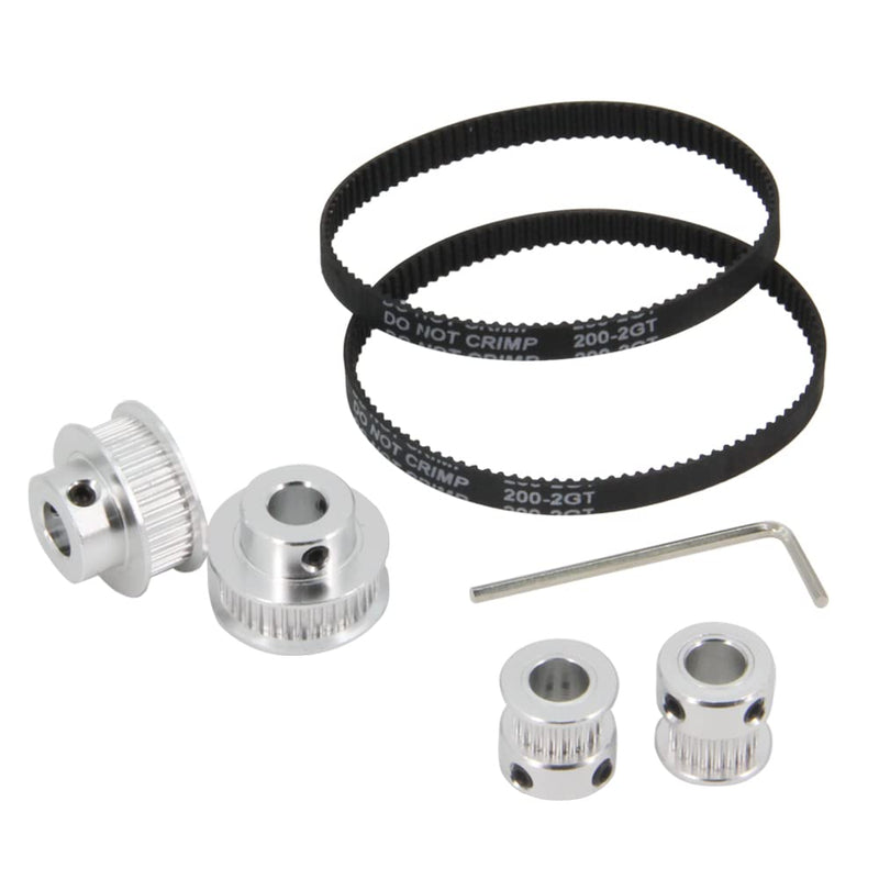 Zeberoxyz 2PCS Set GT2 Synchronous Wheel 20&36 Teeth 8mm Bore Aluminum Timing Pulley with 2PCS Length 200mm Width 6mm Belt (20-36T-8B-6) 20-36T-8B-6