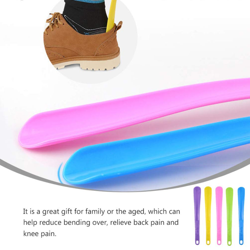 HEALLILY 5Pcs Shoe Helper Plastic Shoe Horn Shoe Lifting Helper for Men Women Seniors Pregnancy Elderly Home Travel Use (5 Colors)