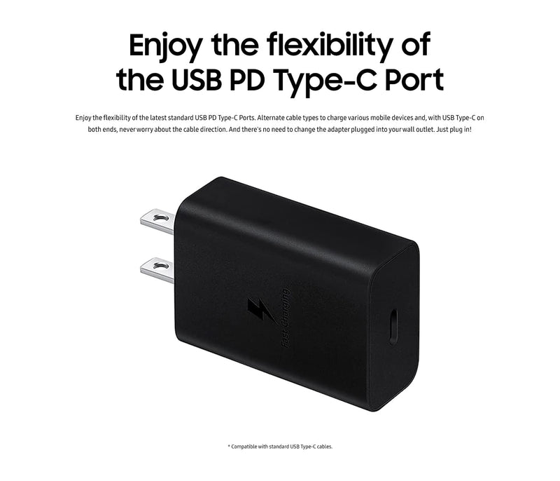 Samsung 15W Wall Charger Type C Only (Cable not Included), Black 15W No Cable